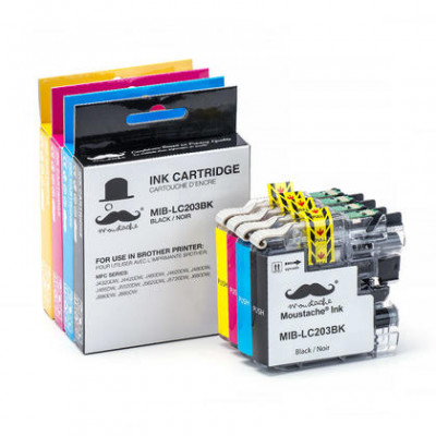 Brother LC203 Compatible Ink Cartridge Combo High Yield BK/C/M/Y - Moustache® - ink only 